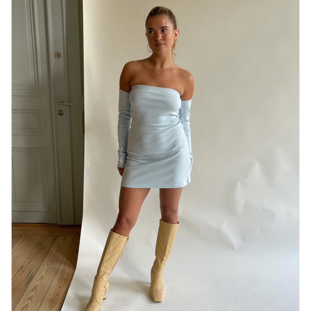 Djerf Baby Blue Tube Dress NWOT XS No Sleeves included. Mini Strapless